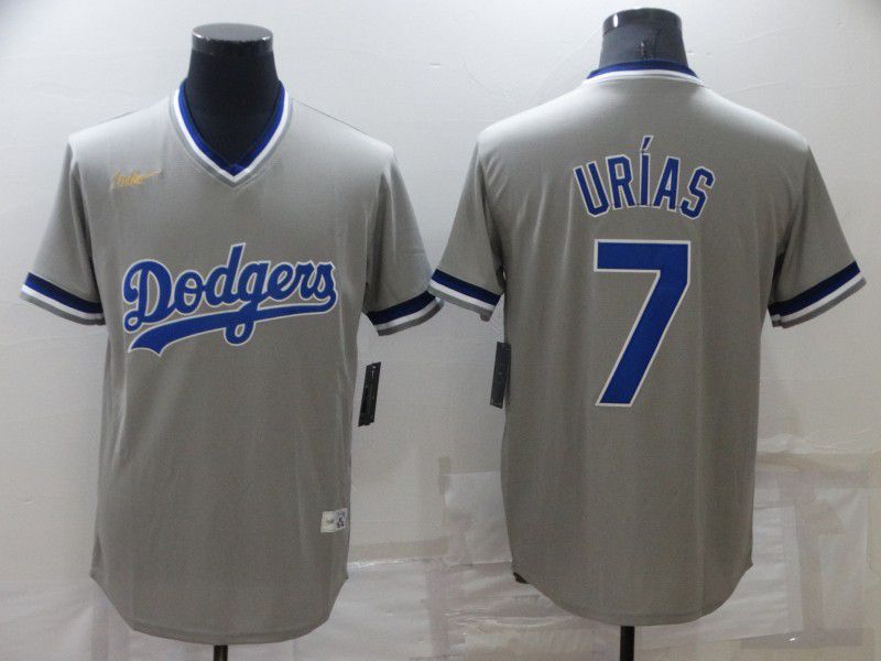 Men Los Angeles Dodgers #7 Urias Grey Throwback Nike Game 2022 MLB Jersey